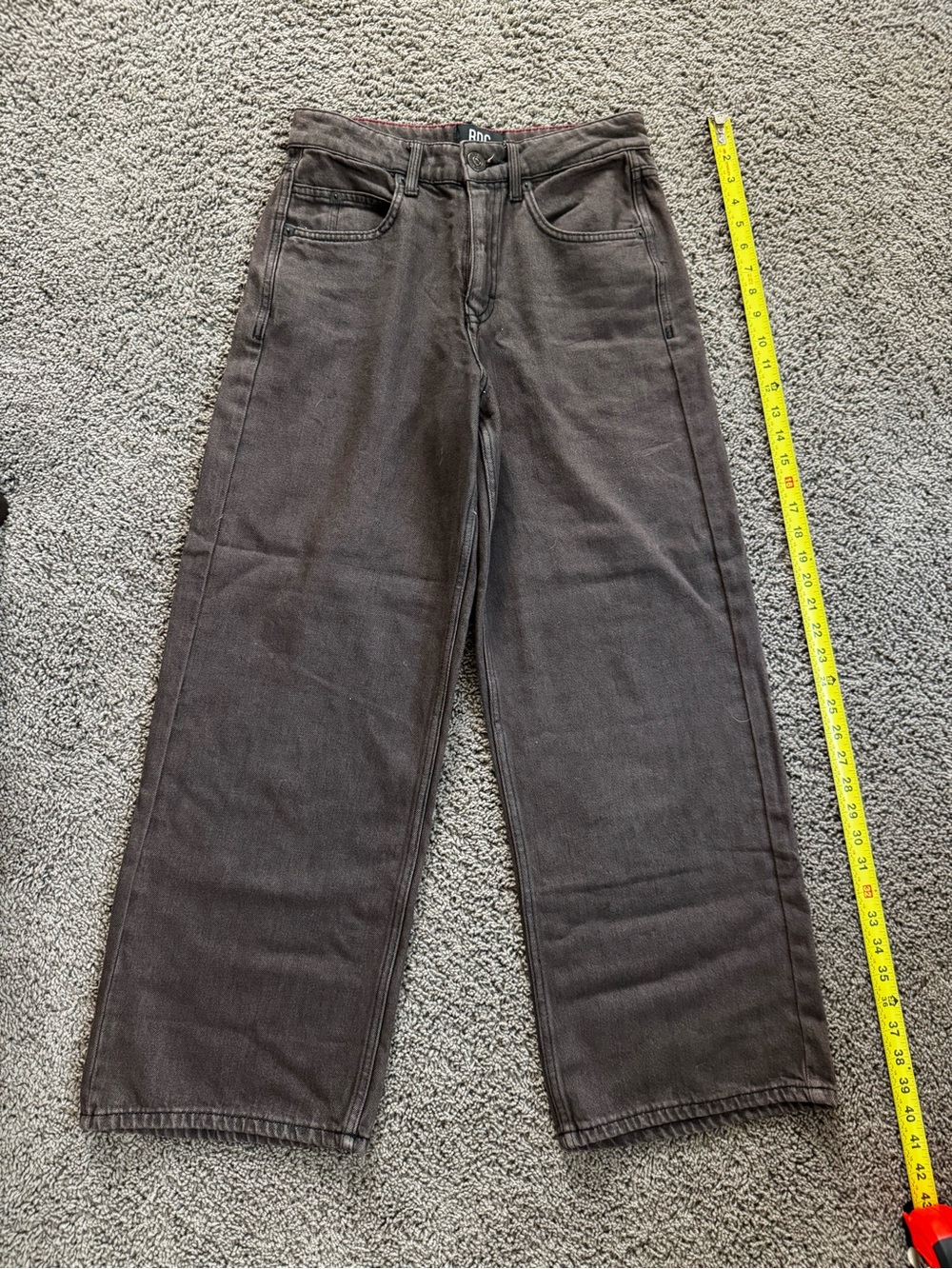 BDG Brown Wash High-Rise straight wide legJeans with Red Stitching